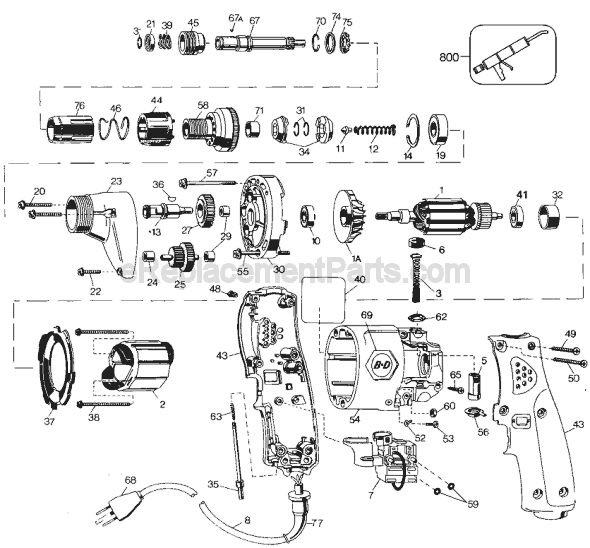 Page A Diagram and Parts List for 2054-09 Type 3 Black and Decker Electric Drill